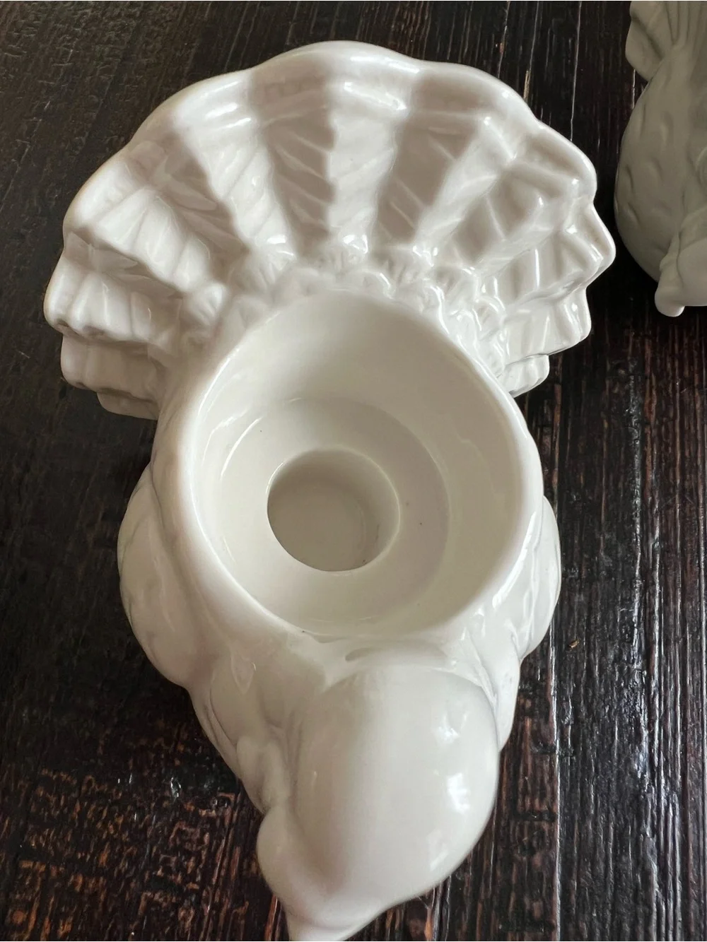 Yankee Candle Co Set of 2 White Ceramic Turkey Candle Holders